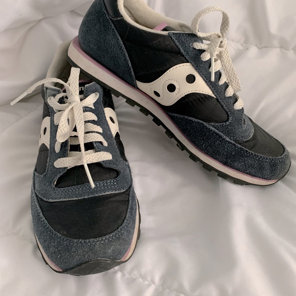Saucony | Jazz Original Pro navy suede lilac running sneakers | WMS 7.5
